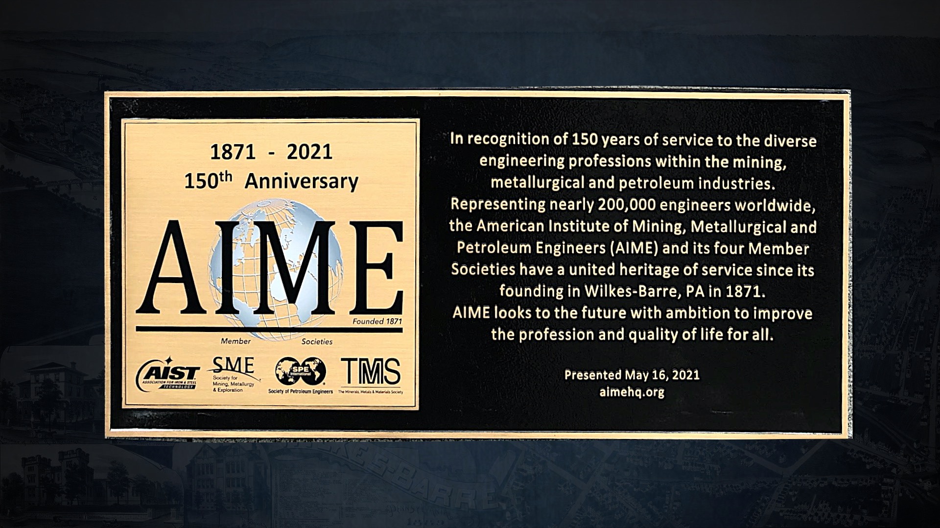 AIME 150th Update Plaque Reveal