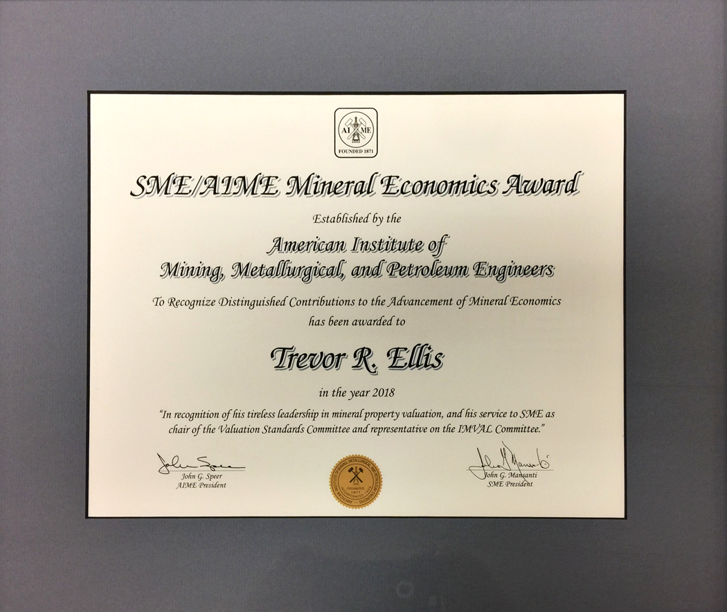 AIME Mineral Economics Award