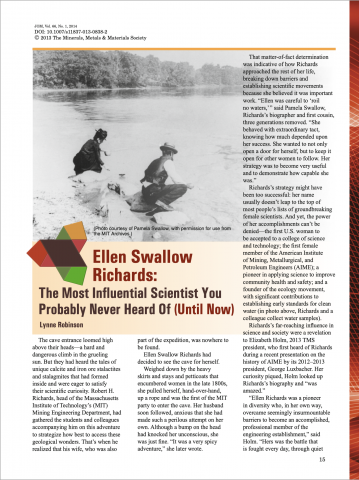 Image of TMS Article on Ellen Swallow Richards
